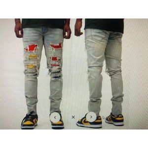 KDNK 11 4 14 11 Mens PENTA Skinny Jeans  painted distressed size 32X30 URBAN nwt